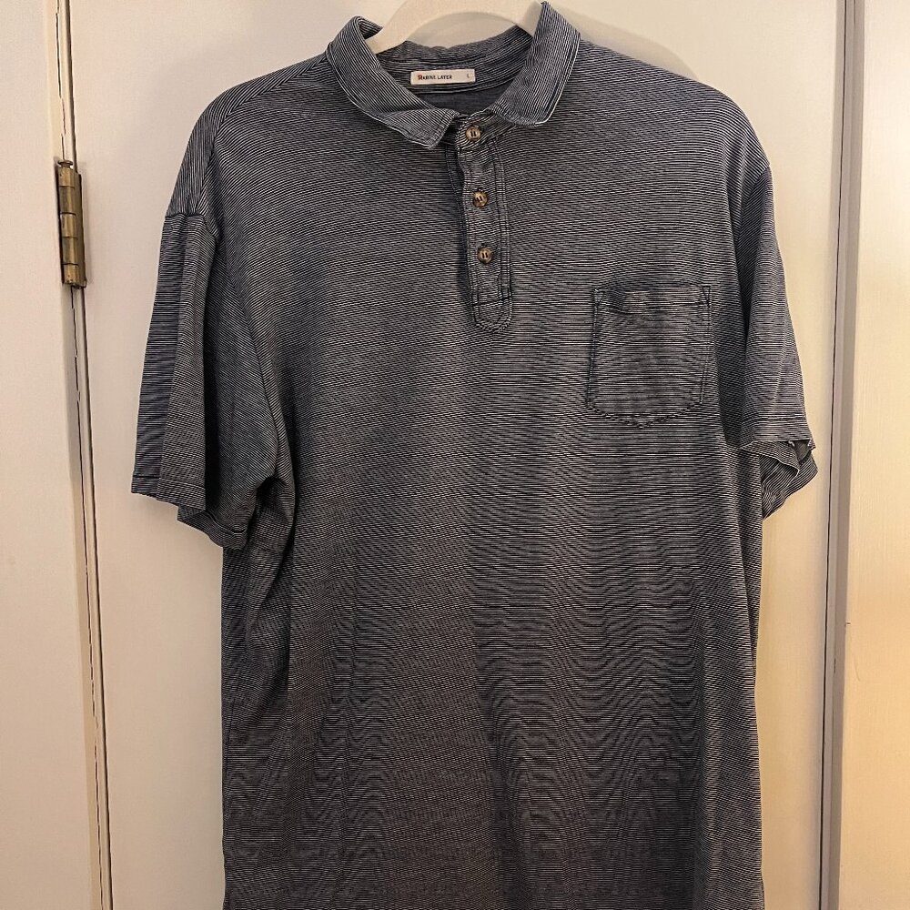Marine Layer Navy Stripe Polo Shirt Size L